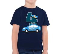 Kinder T-Shirt Jungen - 4. Geburtstag - Polizei Vierter - 104 (3/4 Jahre) - Dunkelblau - geburtstagsshirt 4 Jahre Junge Tshirt Vier Polizist Shirt geburtstagstshirt Kleidung 4.Geburtstag