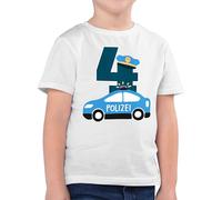 Kinder T-Shirt Jungen - 4. Geburtstag - Polizei Vierter - 116 (5/6 Jahre) - Weiß - geburtstagsshirt 4 Jahre Junge Tshirt Vier Polizist Shirt geburtstagstshirt Kleidung 4.Geburtstag Kinder-Shirt
