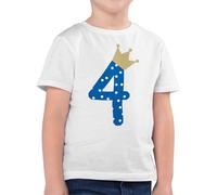 Kinder T-Shirt Jungen - 4. Geburtstag - Vier Krone Junge Vierter - 116 (5/6 Jahre) - Weiß - Geburtstagskind Tshirt 4 geburtstagsshirt 4.Geburtstag Shirt geburtstagstshirt Jahre Kleidung