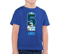 Kinder T-Shirt Jungen - 5. - 5 Geburtstag Polizei Polizeiauto Polizeifahrzeuge Polizeiparty - 140 (9/11 Jahre) - Royalblau - Tshirt Jahre 5.Geburtstag Shirt Junge Name 5-jaehrige t