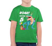 Kinder T-Shirt Jungen - 5. Geburtstag - Ich Bin 5 Jahre - T-Rex Dinosaurier Dino - 128 (7/8 Jahre) - Grün - Tshirt Junge Shirt 5-jähriger fünf t-Shirts Geburtstags Geschenke für 5jährige