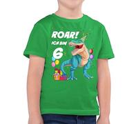 Kinder T-Shirt Jungen - 6. Geburtstag - Ich Bin 6 Jahre - T-Rex Dinosaurier Dino - 116 (5/6 Jahre) - Grün - Tshirt Junge t rex geburtstagsshirt sechs Shirt geburtstagstshirt 6.Geburtstag Kind