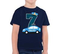 Kinder T-Shirt Jungen - 7. Geburtstag - Polizei Siebter - 128 (7/8 Jahre) - Dunkelblau - 7 Jahre Tshirt geburtstagsshirt 7.Geburtstag Junge Sieben Shirt Kindergeburtstag 7.Geburtstags Kinder-Shirt