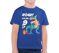 Kinder T-Shirt Jungen - 9. Geburtstag - Ich Bin 9 Jahre - T-Rex Dinosaurier Dino - 140 (9/11 Jahre) - Royalblau - Tshirt Junge neun Shirt geburtstagsshirt 9.Geburtstag t personalisiert Sieben Kind