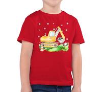 Kinder T-Shirt Jungen - Andere Fahrzeuge - Baggerfahrer Geschenk Baumaschine Baustelle Bagger - 128 (7/8 Jahre) - Rot