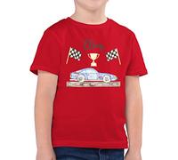 Kinder T-Shirt Jungen - Auto - Rennauto Rennwagen Sportwagen Rennsportwagen Rennfahrzeug Flitzer Rennsemmel - 128 (7/8 Jahre) - Rot - Tshirt Cars Race car Shirt Autos und Shirts automotiv