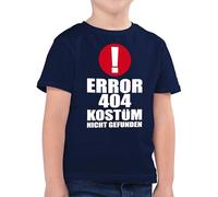 Kinder T-Shirt Jungen - Karneval & Fasching - Error 404 Kostüm Nicht gefunden Fastnacht I Fasnacht I Fasnet - 128 (7/8 Jahre) - Dunkelblau - Faschings Shirt Jeck Tshirt Karneval-Klamotten