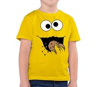 Kinder T-Shirt Jungen - Karneval & Fasching - Keks Monster I Krümelmonster I Cookie Monster Fastnacht I Fasnacht I Fasnet - 152 (12/13 Jahre) - Gelb - Schulstart Tshirt Junge Faschings Shirt Jeck