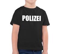 Kinder T-Shirt Jungen - Karneval & Fasching - Polizei I Polizeiuniform I Polizist I Polizeikostüm I SEK Polizistin I Police I SWAT - 128 (7/8 Jahre) - Schwarz - köstüm Faschings Shirt Jeck Beruf
