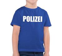 Kinder T-Shirt Jungen - Karneval & Fasching - Polizei I Polizeiuniform I Polizist I Polizeikostüm I SEK Polizistin I Police I SWAT - 128 (7/8 Jahre) - Royalblau - köstüm Faschings Shirt Jeck