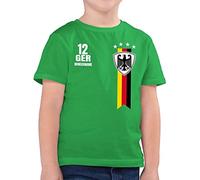Kinder T-Shirt Jungen personalisiert mit Namen - Fussball EM 2024 Fanartikel Kinder - WM Fan-Shirt Deutschland - 104 (3/4 Jahre) - Grün - Tshirt fußball Shirt Kindershirt Football Kind - F130K