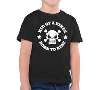 Kinder T-Shirt Jungen - Statement Sprüche - Kid of A Biker - Born to Ride - 104 (3/4 Jahre) - Schwarz - Tshirt Shirt sprüche. Spruch t-Shirts Shirts mit lustigen sprüchen spruche Tshirts