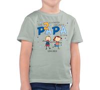Kinder T-Shirt Jungen - zum Vatertag - Die 2 schönsten Gründe Papa zu Sein - 116 (5/6 Jahre) - Sage Grün - personalisierte t Shirt Vatertagsgeschenke Fach Kind Geschenke für Vater facher Papa...