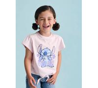 Kinder T-Shirt mit Knoten & Schrift Disney LILO & STITCH pulver lila Gr. 158