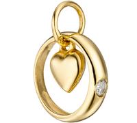 Kinder Taufring mit Herz 333 Gold Gelbgold 1 Zirkonia Taufanhänger