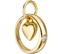 Kinder Taufring mit Herz 333 Gold Gelbgold 1 Zirkonia Taufanhänger