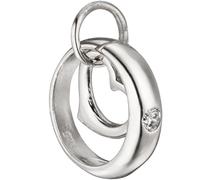 Kinder Taufring mit Herz 925 Sterling Silber 1 Zirkonia Taufanhänger