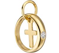Kinder Taufring mit Kreuz 333 Gold Gelbgold 1 Zirkonia Taufanhänger