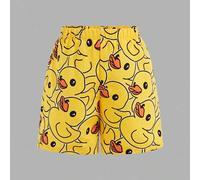 Kinder/Tween-Jungen Lässige Multi-Way bequeme Gelbe Entenmuster Lose Patchwork Futter Badeshorts Strandbekleidung, Badeanzug, Badeanzüge, Teenager Bad