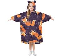 Kinder Übergroße Hoodie Decke, Cartoon-Tier-Fuchs-Muster Warme Fleece Hoodie Decke Plüsch Tragbare Decke Hoodie Sweatshirt Pullover für Jungen Mädchen