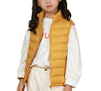 Kinder Ultra Leichte Daunenweste Jungen Mädchen Ärmellos Jacke Weste Steppweste Gelb 100-110