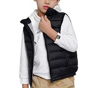 Kinder Ultra Leichte Daunenweste Jungen Mädchen Ärmellos Jacke Weste Steppweste Schwarz 140-150