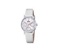 FESTINA Damenuhr F20540/1 Outlet Edelstahlgehäuse 316l Grau Silber Kautschuk Armband Weiß, silber, Streifen