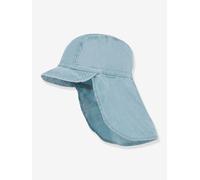 Kinder UV-Sonnenhut mit Nackenschutz maximo, Bio-Baumwolle graublau Gr. 51 cm