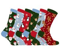 Kinder Weihnachten Socken | Sock Snob | Neuheit Spaß Muster Weihnachtsgeschenk Socken für Jungen & Mädchen - 6 Pack EU 31,5 - 36