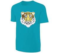 Kinder Wendepailletten T-Shirt Tiger - Streichel Shirt Jungen Jungs - Türkis Größe 104