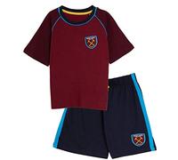 Kinder West Ham United FC Kurzschlafanzug / Pyjama / Fußballclub, kurze Hose und T-Shirt Gr. 13 Jahre, Rotweinfarben / Blau