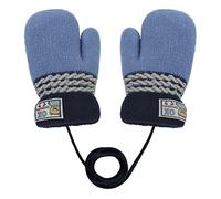 Kinder Winter Handschuhe Fäustlinge Baby Cartoon Fausthandschuh Halshandschuhe Dicke Doppelt Strickhandschuh mit Plüsch,0-3 Jahre alt, Spielen, Laufen, Skifahren Bedarf (Blau C)