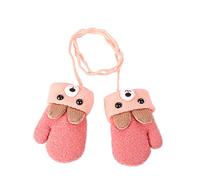 Kinder Winter Handschuhe Fäustlinge Baby Cartoon Fausthandschuh Halshandschuhe Dicke Doppelt Strickhandschuh mit Plüsch,0-3 Jahre alt, Spielen, Laufen, Skifahren Bedarf, Orange, Einheitsgröße