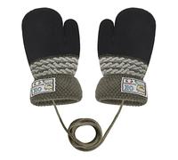 Kinder Winter Handschuhe Fäustlinge Baby Cartoon Fausthandschuh Halshandschuhe Dicke Doppelt Strickhandschuh mit Plüsch,0-3 Jahre alt, Spielen, Laufen, Skifahren Bedarf (Schwarz C)