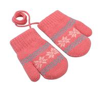Kinder Winter Handschuhe Fäustlinge Baby Cartoon Fausthandschuh Halshandschuhe Dicke Doppelt Strickhandschuh mit Plüsch,0-3 Jahre alt, Spielen, Laufen, Skifahren Bedarf (Schneeflocke Rosa)