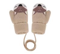 Kinder Winter Handschuhe Fäustlinge Baby Cartoon Fausthandschuhe Halshandschuhe Dicke Doppelt Strickhandschuhe Niedliche Fuchs Handschuhe, 1-3 Jahre alt, Spielen, Laufen, Skifahren Bedarf