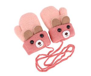 Kinder Winter Handschuhe Fäustlinge Baby Cartoon Fausthandschuhe Halshandschuhe Dicke Doppelt Strickhandschuhe Niedliche Fuchs Handschuhe, 1-3 Jahre alt, Spielen, Laufen, Skifahren Bedarf