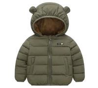 Kinder Winterjacke Jungen Mädchen Warm Gefütterte Blouson Hoodie Dicke Mantel Baby Wintermäntel Mit Kapuze Fleecejacke Kinder Baby Warme Baumwolljacke für Schule & Outdoor (Army Green, 1-2 Years)