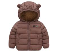 Kinder Winterjacke Jungen Mädchen Warm Gefütterte Blouson Hoodie Dicke Mantel Baby Wintermäntel Mit Kapuze Fleecejacke Kinder Baby Warme Baumwolljacke für Schule & Outdoor (Coffee, 3-4 Years)