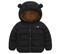 Kinder Winterjacke Jungen Mädchen Warm Gefütterte Blouson Hoodie Dicke Mantel Baby Wintermäntel Mit Kapuze Fleecejacke Kinder Baby Warme Baumwolljacke für Schule & Outdoor (Black, 5-6 Years)