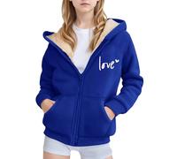 Kinder Winterjacke Mädchen - Winter Fleecejacke mit Kapuze für Mädchen mit Aufdruck Reißverschluss kuschelige Oberbekleidung für aktives Spielen und Freizeitausflüge