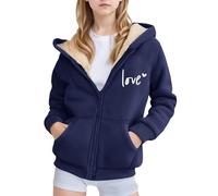 Kinder Winterjacke Mädchen - Winter Fleecejacke mit Kapuze für Mädchen mit Aufdruck Reißverschluss kuschelige Oberbekleidung für aktives Spielen und Freizeitausflüge