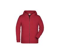 Kinder Zip Kapuzensweatjacke "JN8026K" - James & Nicholson Carmine-Red-Melange M