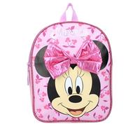 Kindergarten-Rucksack Disney Minnie Mouse Mädchen | Kleiner Rucksack Kinder Freizeitrucksack mit großer r D Schleife (Kirschen pink)