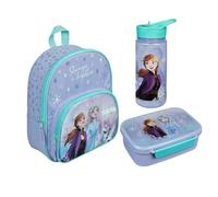 Kindergartenrucksack Disney Frozen Mädchen mit Brotzeitdose Trinkflasche - Personalisiert mit Name - Set Kinderrucksack mit Brotdose Trinkbecher