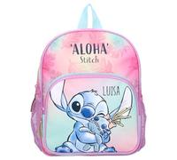 Kindergartenrucksack Disney Stitch - Personalisiert mit Name - Rucksack Kinder mit Vortasche - 2 Fächer 29x23x8 cm Regenbogen Pastell
