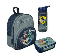 Kindergartenrucksack Harry Potter Hogwarts mit Brotzeitdose Trinkflasche, Personalisiert mit Name, Set Kinderrucksack mit Brotdose Trinkbecher