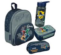 Kindergartenrucksack Harry Potter mit Brotzeitdose Trinkflasche Schlampermäppchen, Personalisiert mit Name, Set Kinderrucksack Brotdose Trinkbecher Federmappe