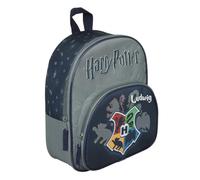 Kindergartenrucksack Harry Potter, Personalisiert mit Name, Rucksack Kinder Kita Kindergarten mit Vortasche, 2 Fächer grau