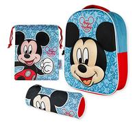 Kindergartenrucksack Jungen 3D, Turnbeutel Kinder und Stiftebox Kinder - Mickey Mouse | Rucksack Kinder für Jungen und Mädchen | Schulmaterial zurück zur Schule mit den Kindern Mickey Mouse